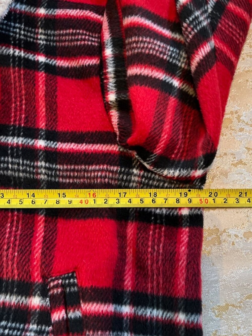Christopher & Banks Fleece Jacket Womans Small Red Black Plaid Faux Fur Collar - Picture 12 of 15